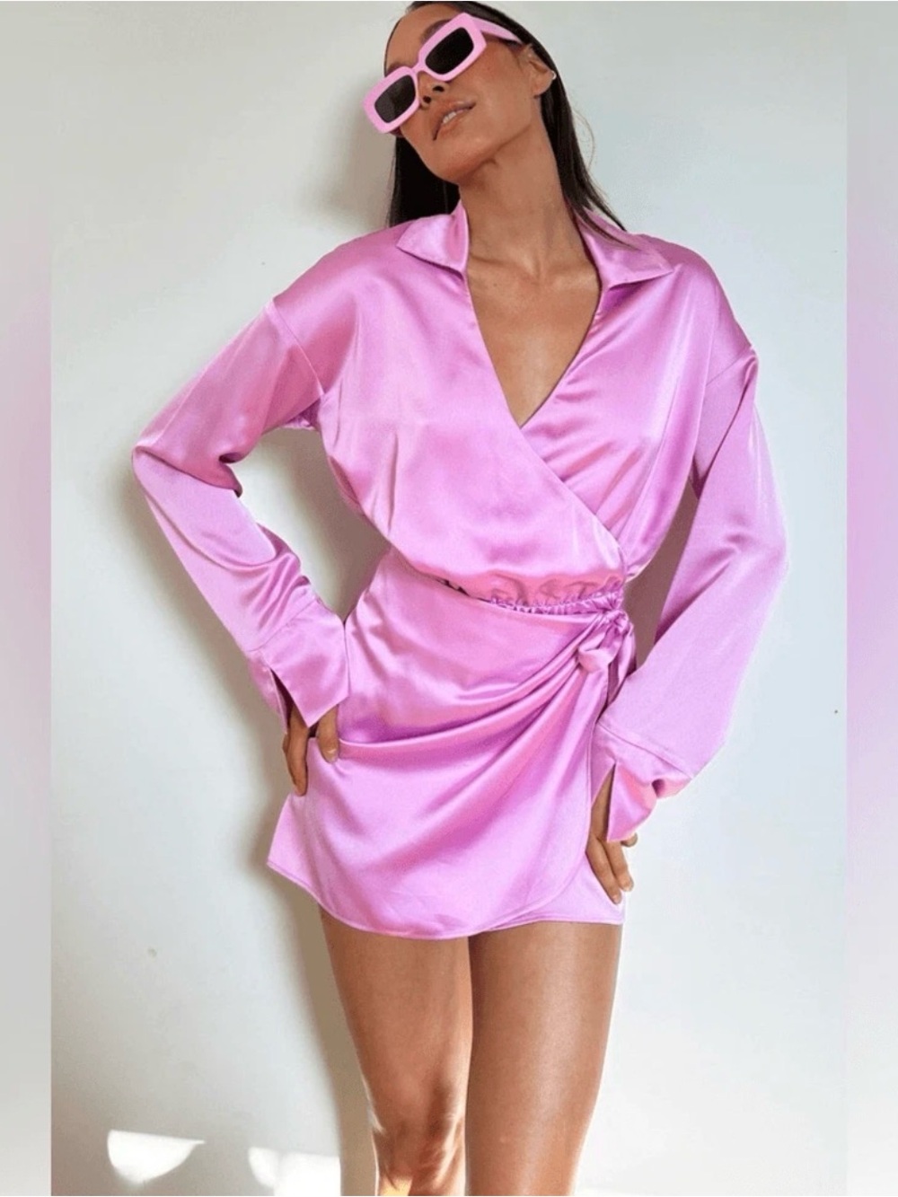 NWT - Show Me Your MuMu Satin Wrap Mini Dress